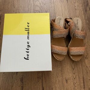 NWB$210 Anthropologie Bettye Muller rafia jute wedge espadriles 38, 7.5M, SPAIN